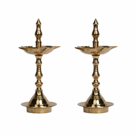 Brass Kerala Oil Lamp for Pooja And Home Decor Pair