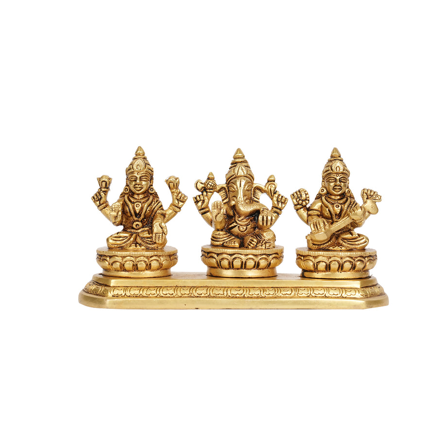 Brass Lakshmi Ganesha Saraswati Idol Set