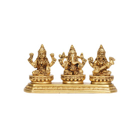 Brass Lakshmi Ganesha Saraswati Idol Set