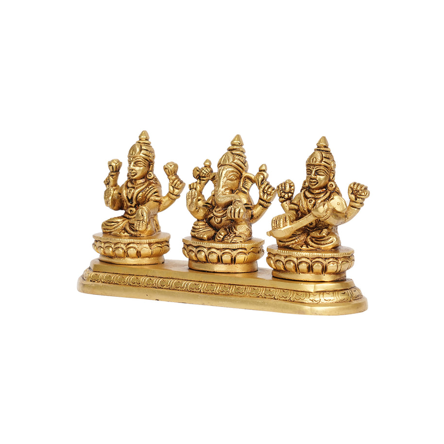 Brass Lakshmi Ganesha Saraswati Idol Set