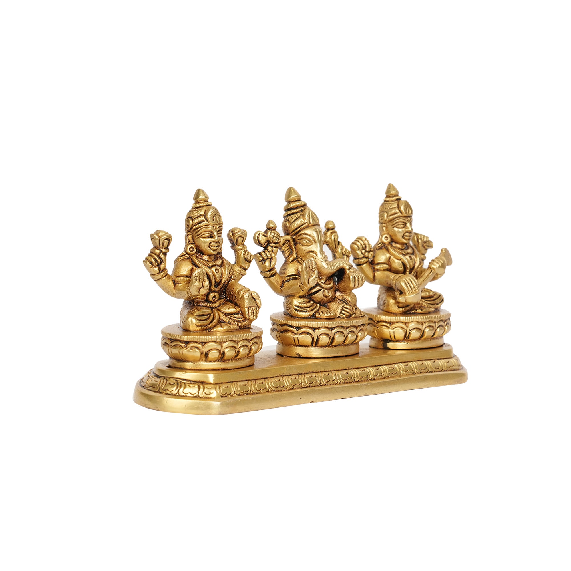 Brass Lakshmi Ganesha Saraswati Idol Set