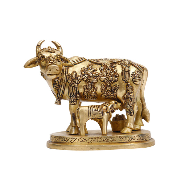 Brass Cow and Calf Statue Idol