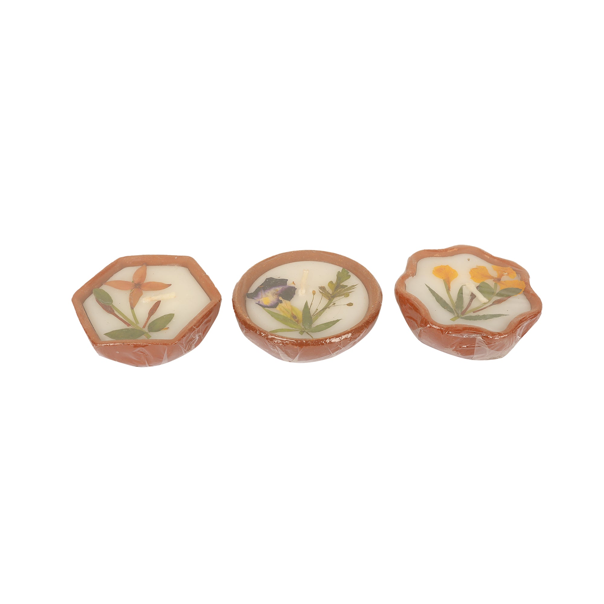 Handmade Floral Hexagon Diya Set for Festive Décor