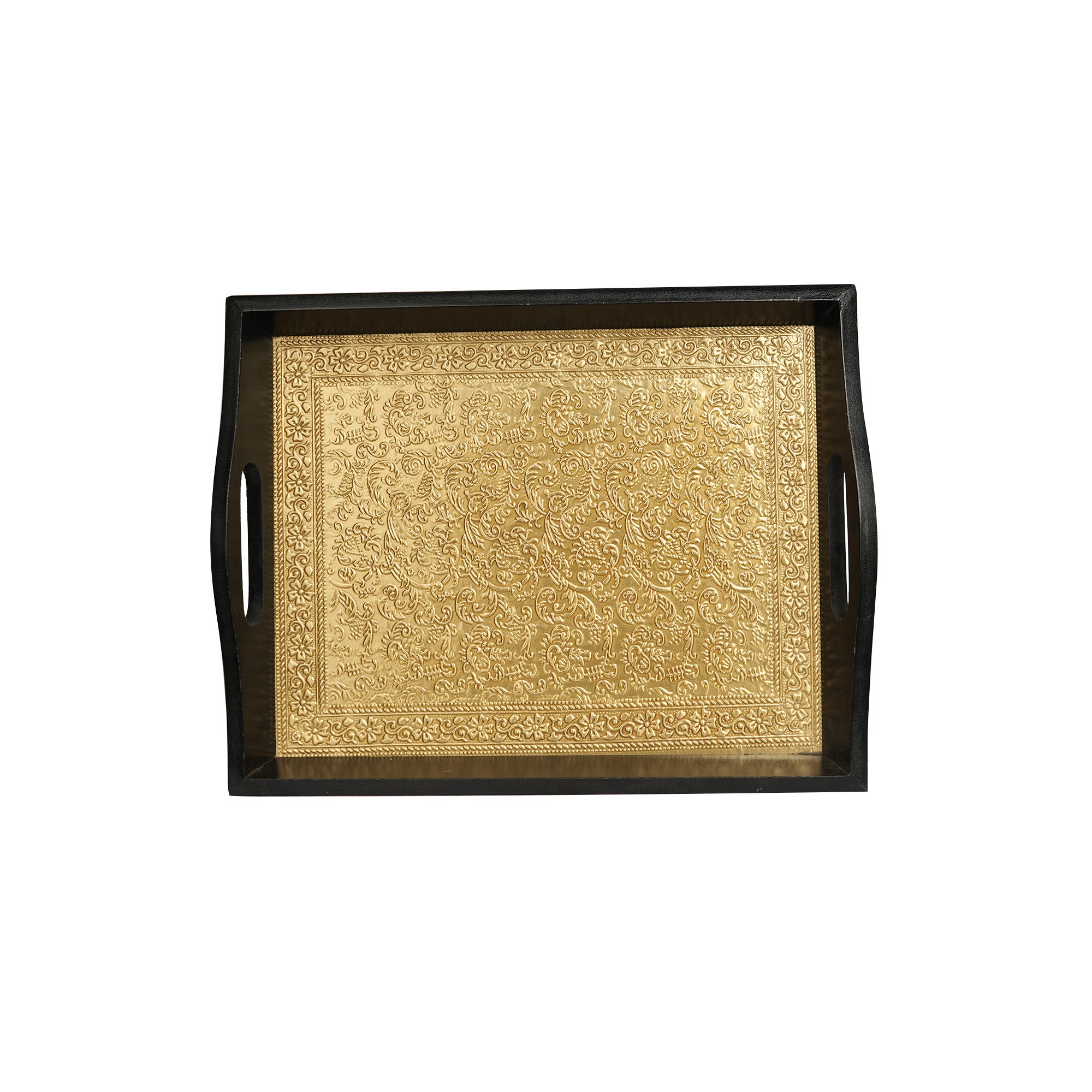 Wooden Brass Work Serving Big  Tray