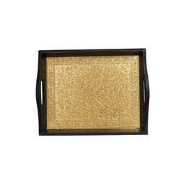 Wooden Brass Work Serving Big  Tray
