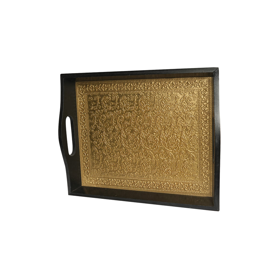 Wooden Brass Work Serving Big  Tray