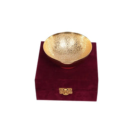 Gold Plated Pure Brass Bowl Set with Velvet Gift Box