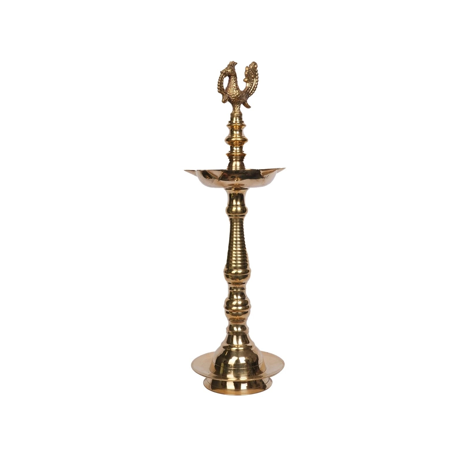 Brass Peacock Oil Lamp Pair