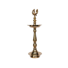 Brass Peacock Oil Lamp Pair