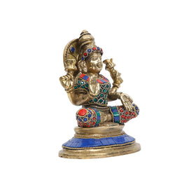 Brass Lakshmi With Stone Work