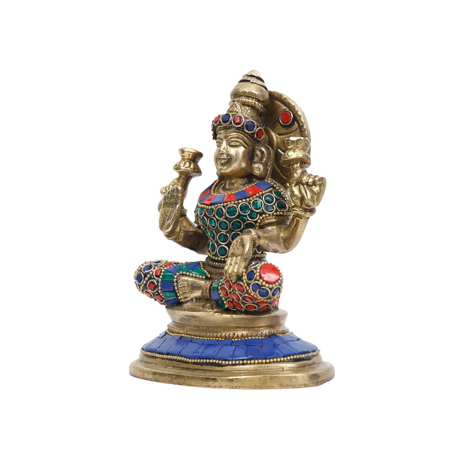 Brass Lakshmi With Stone Work