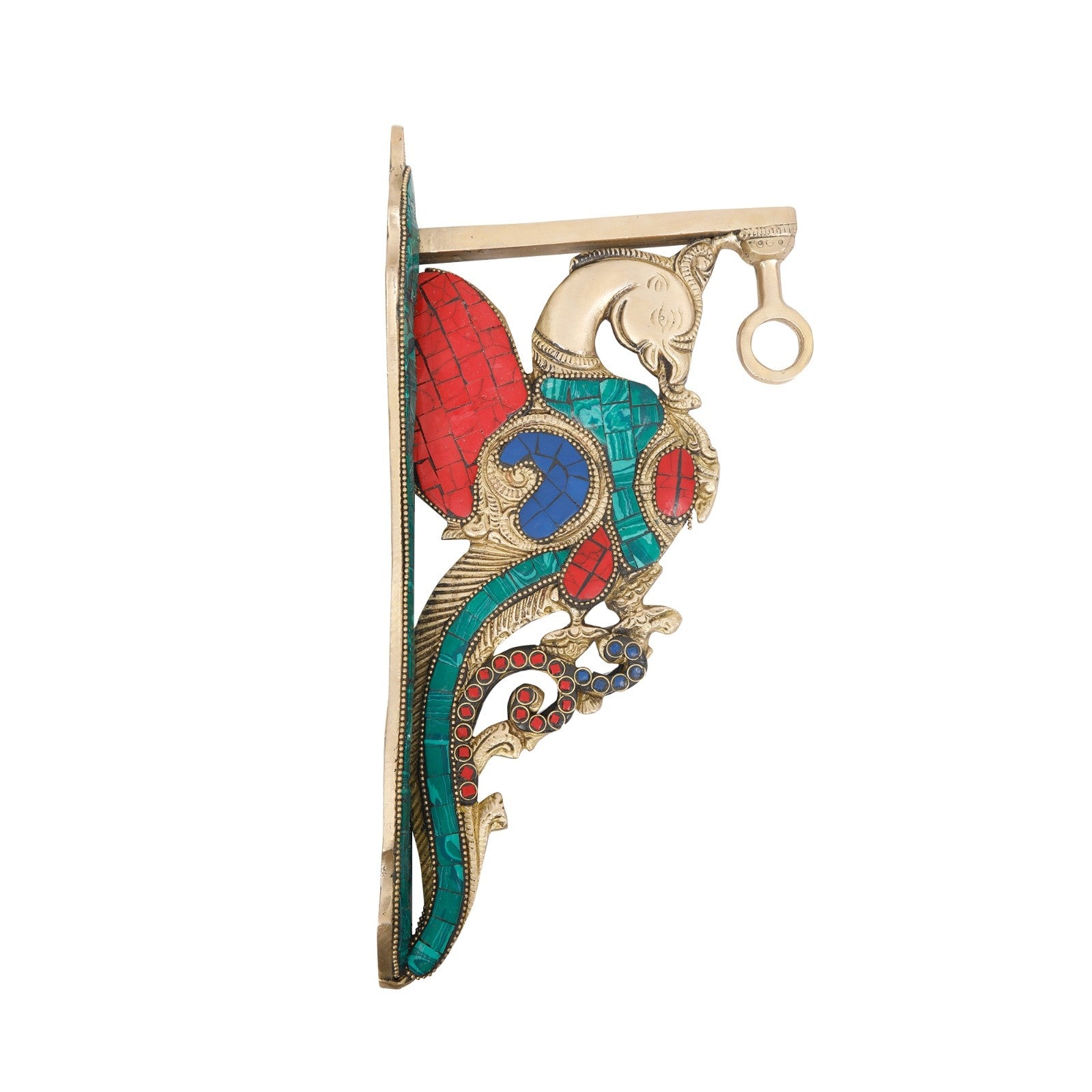 Brass Parrot Bracket With Stone Work