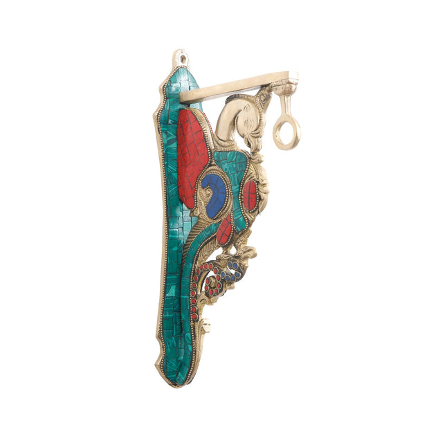 Brass Parrot Bracket With Stone Work