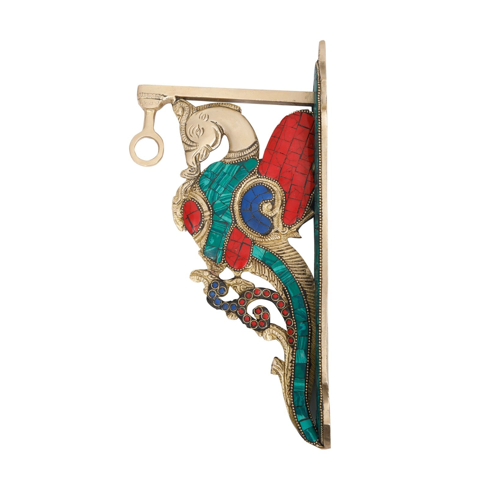 Brass Parrot Bracket With Stone Work
