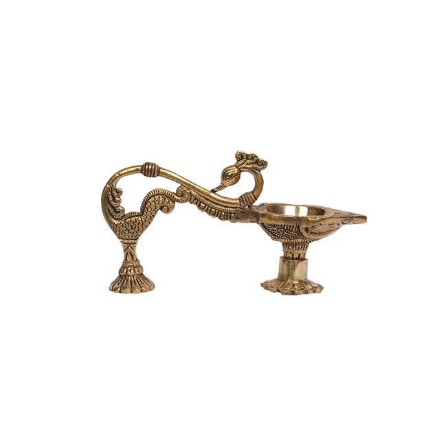 Brass Peacock Handle Diya