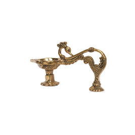 Brass Peacock Handle Diya