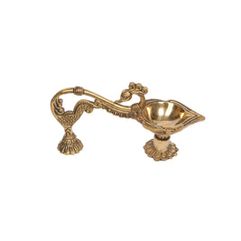 Brass Peacock Handle Diya