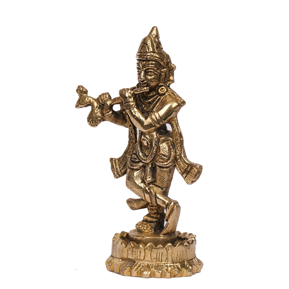 Handcrafted Brass Krishna Standing Idol – 4.5