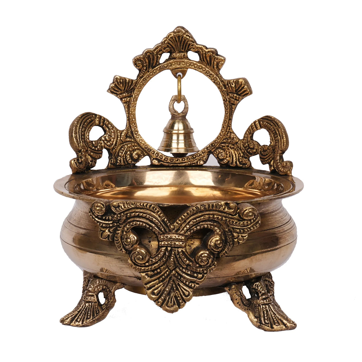 Handcrafted Brass Urli with Bell – 6