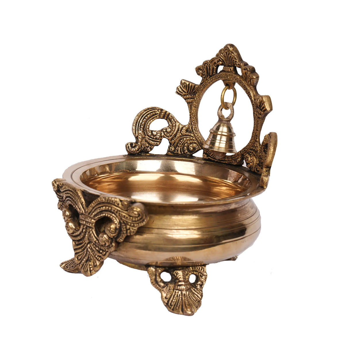 Handcrafted Brass Urli with Bell – 6