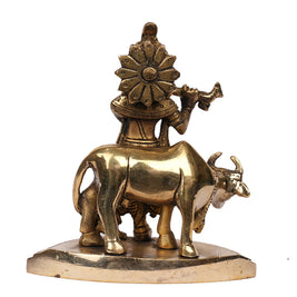 Handcrafted Brass Cow Krishna Idol – 5.5