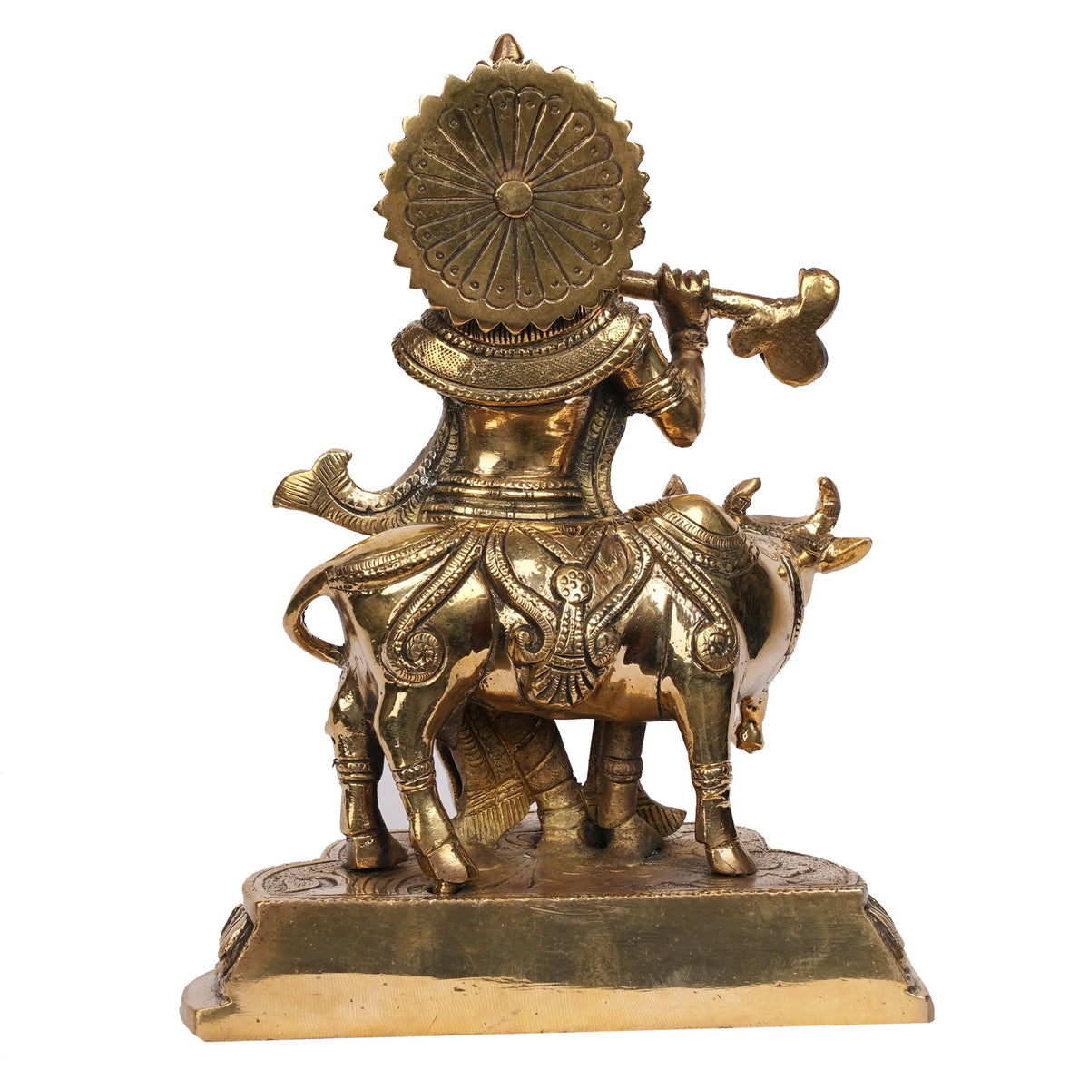 Handcrafted Brass Cow Krishna Idol – 5.5