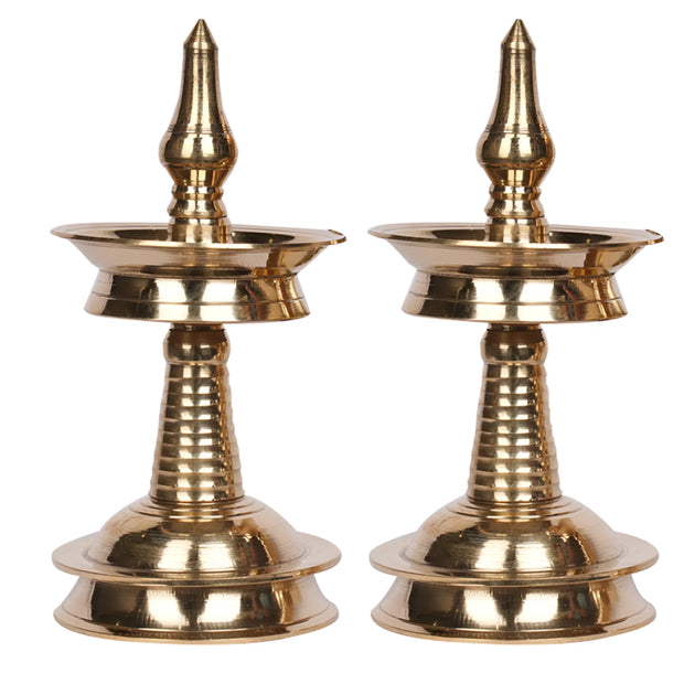 Handcrafted Brass Kerala Deepam – 6" Height | Pair