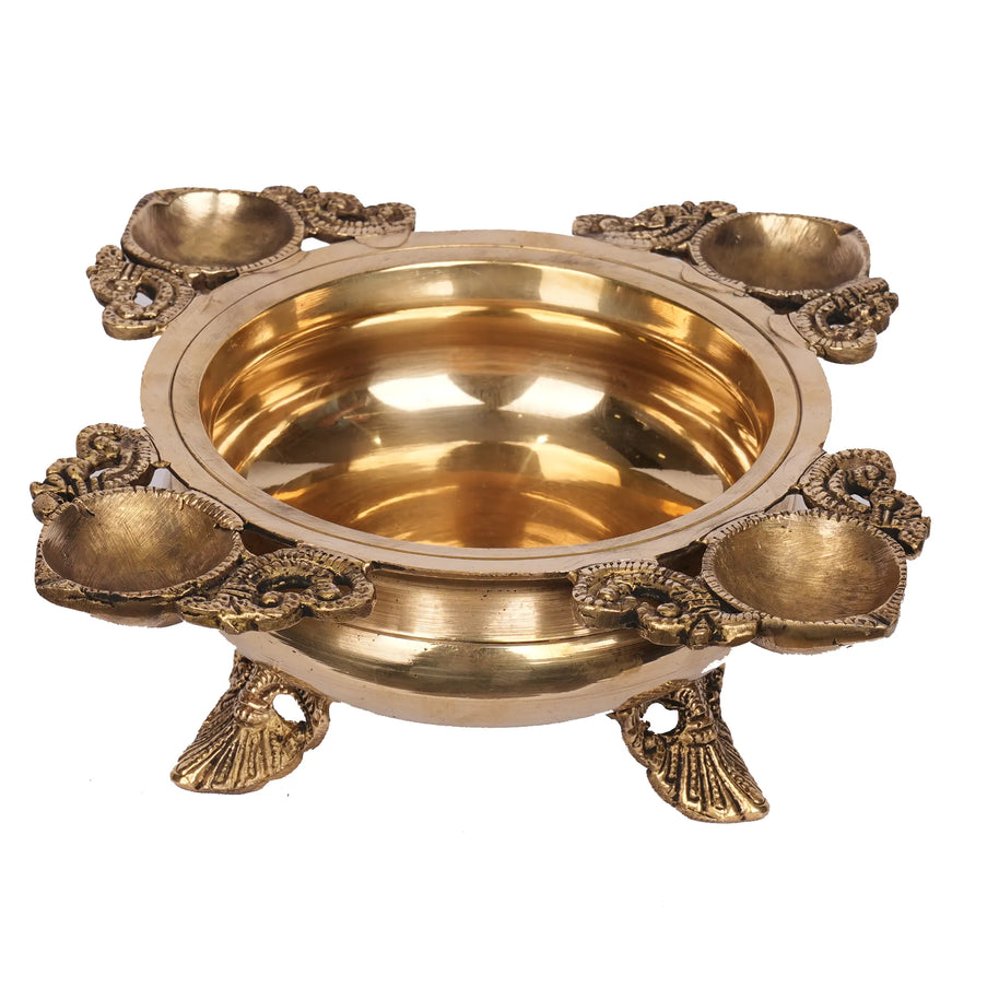 Handcrafted Brass Deepa Urli – 6" Height