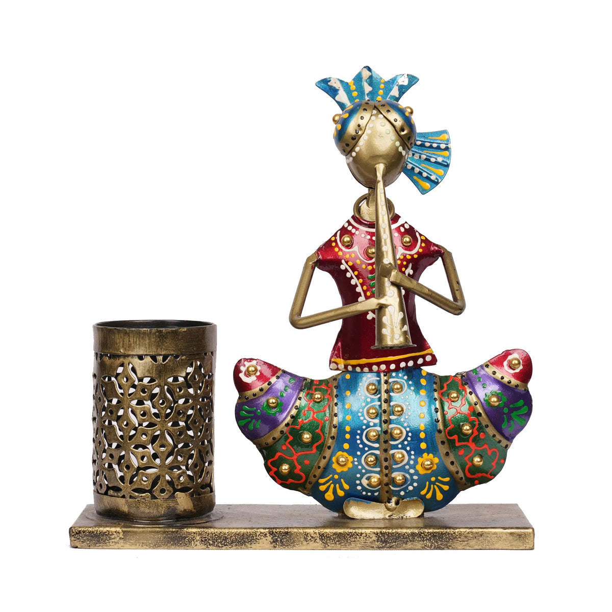 Handcrafted Metal Painted Pen Stand – 8