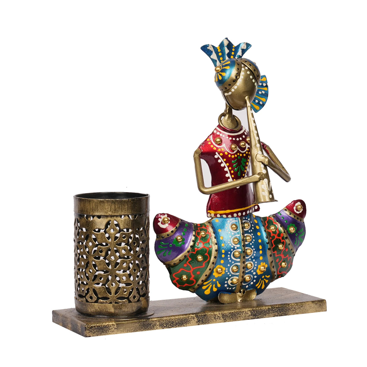 Handcrafted Metal Painted Pen Stand – 8
