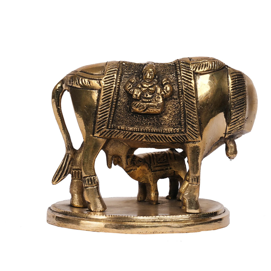 Handcrafted Brass Cow and Calf Idol – 4