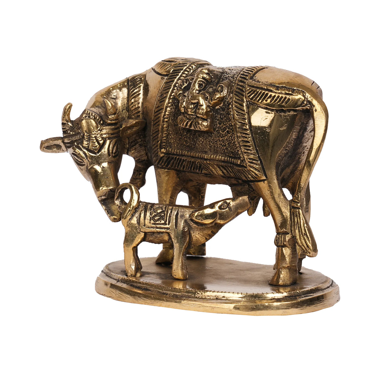 Handcrafted Brass Cow and Calf Idol – 4