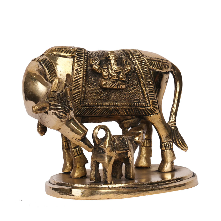 Handcrafted Brass Cow and Calf Idol – 4