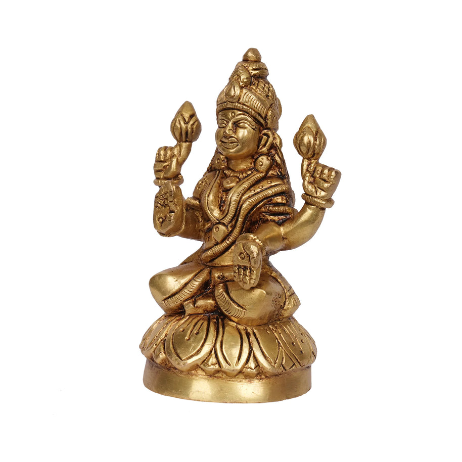 Handcrafted Brass Lakshmi Sitting Idol – 4.5