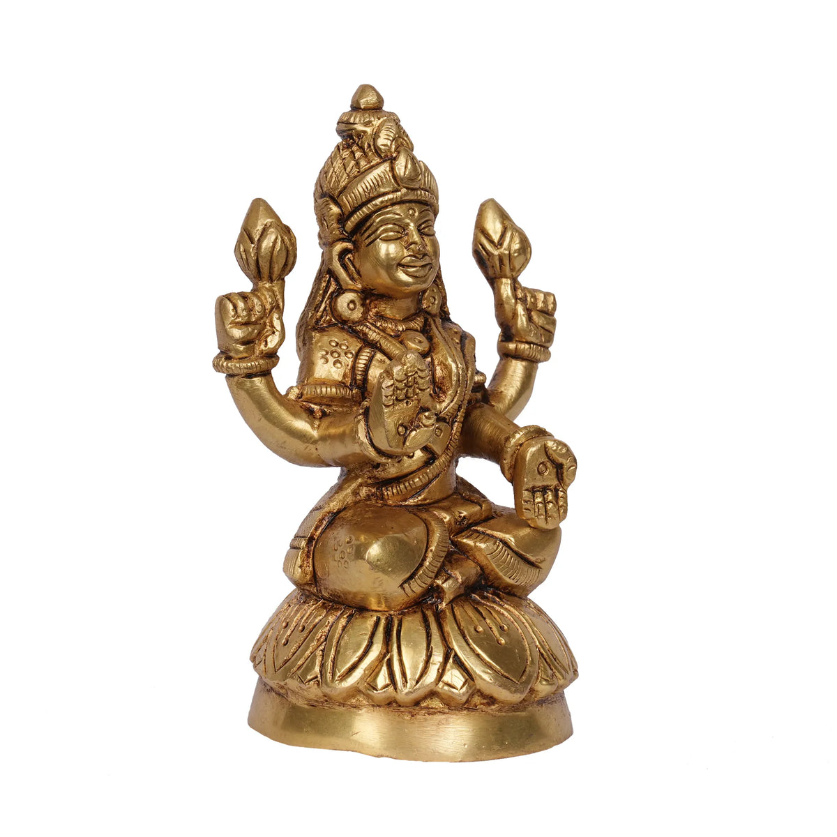 Handcrafted Brass Lakshmi Sitting Idol – 4.5