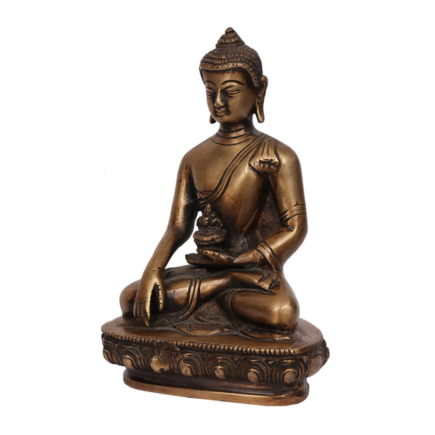 Handcrafted Brass Sitting Buddha Idol – 7" Height