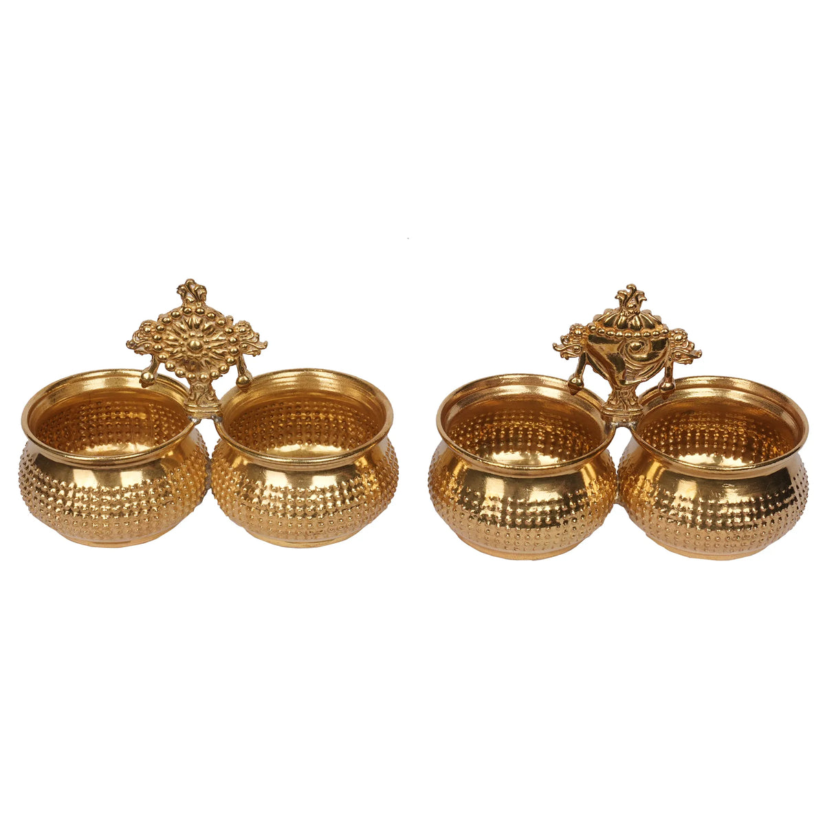 Brass Shank Chakra Kumkum Bowl Pair – 3