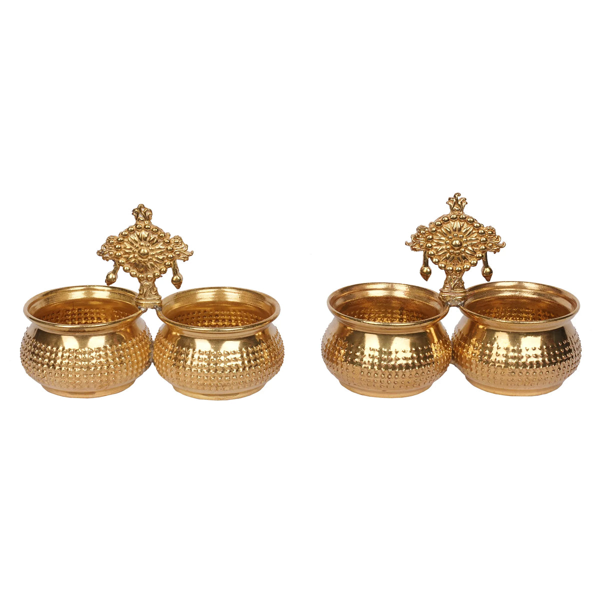 Brass Shank Chakra Kumkum Bowl Pair – 3