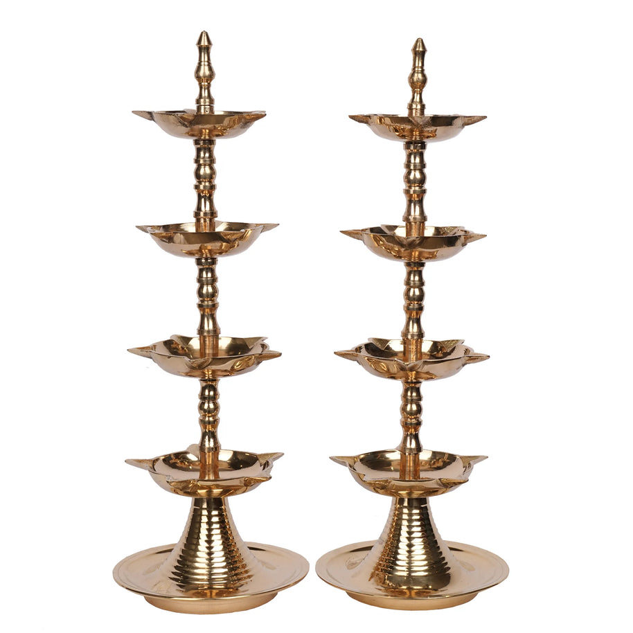 Brass Panch Mahal 4-Step Deepa Pair – 11