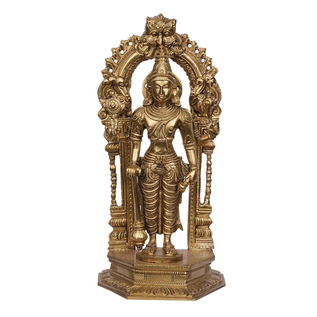 Handcrafted Bronze Narayana with Prabhavali Idol – 9" Height