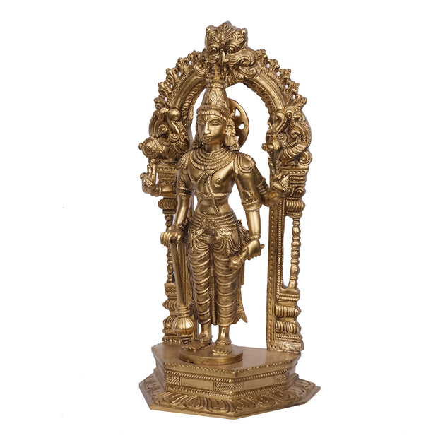 Handcrafted Bronze Narayana with Prabhavali Idol – 9" Height