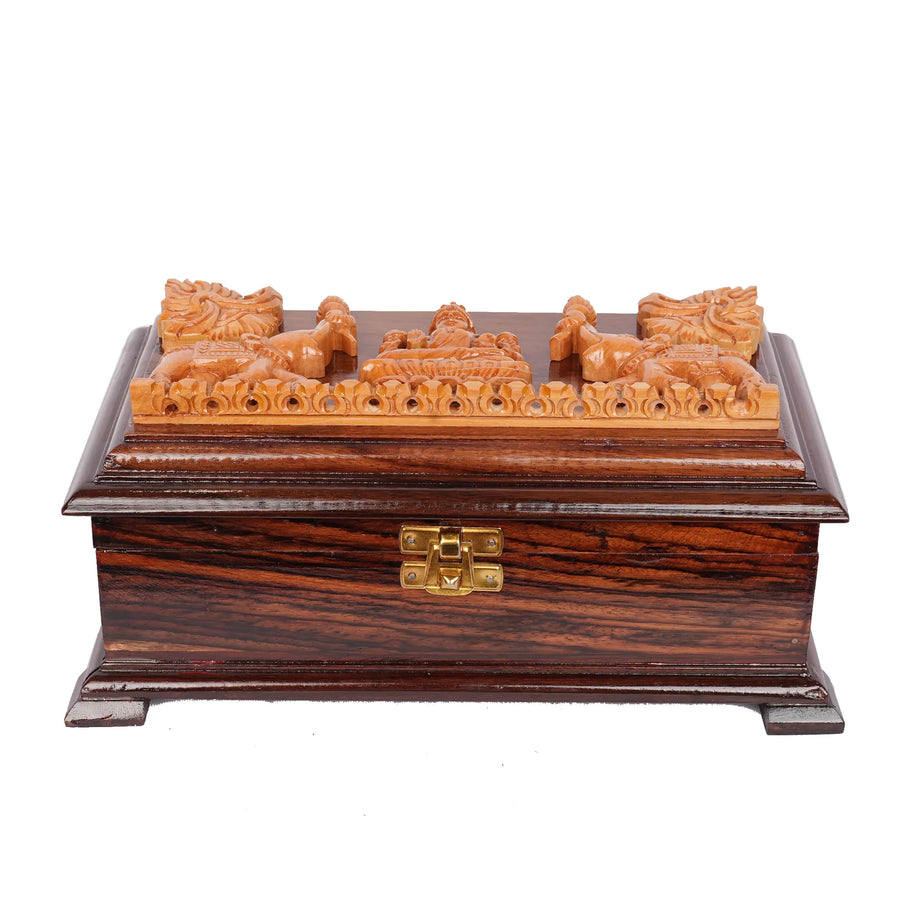 Wooden Gajalakshmi Box – 4" Height