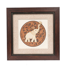 Handcrafted Round Elephant Wooden Carving Frame – 8