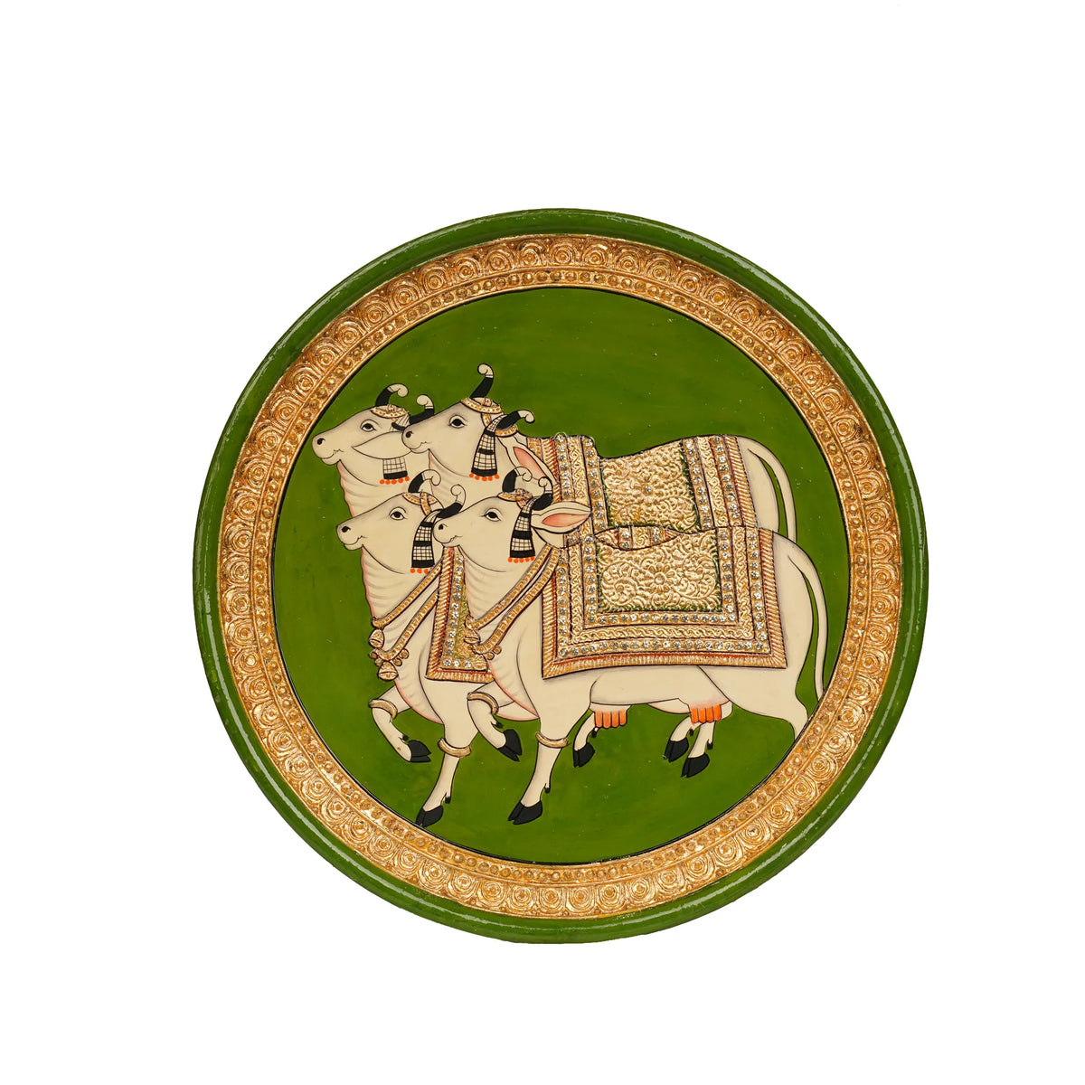 Handcrafted Tanjore Wall Hanging Green  Plate – 10