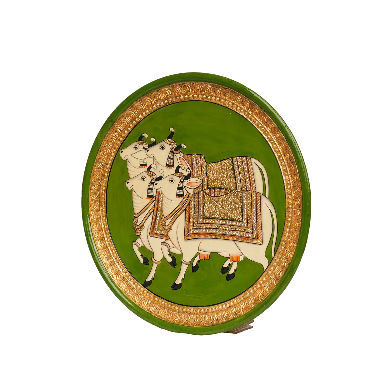 Handcrafted Tanjore Wall Hanging Green  Plate – 10