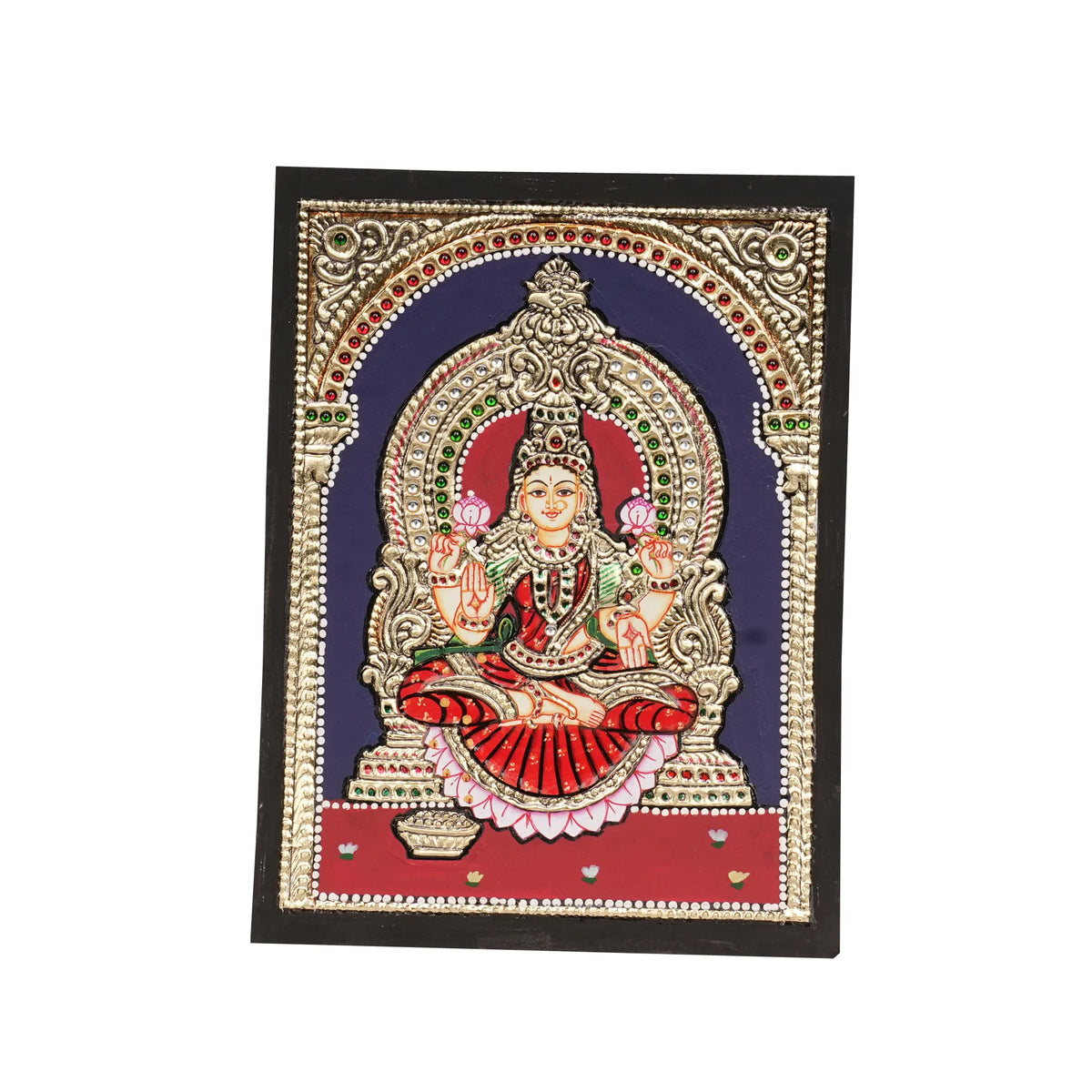 Handcrafted Lakshmi Tanjore Painting with 22K Gold Foil – 6 × 8 Inches
