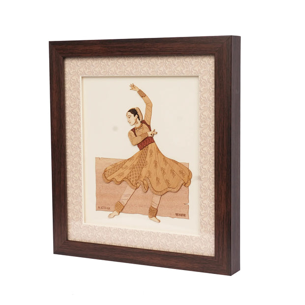 Handcrafted Wooden Kathak Carving Frame – 9" Height
