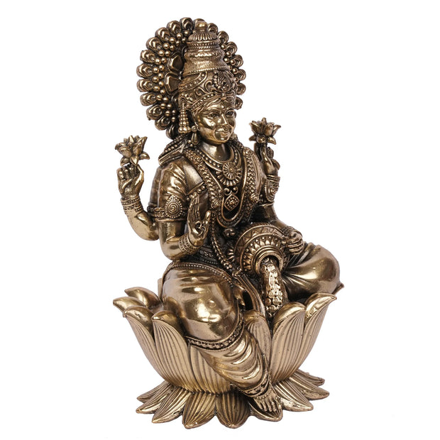 Handcrafted Brass Sitting Lakshmi Idol – 7.5" Height