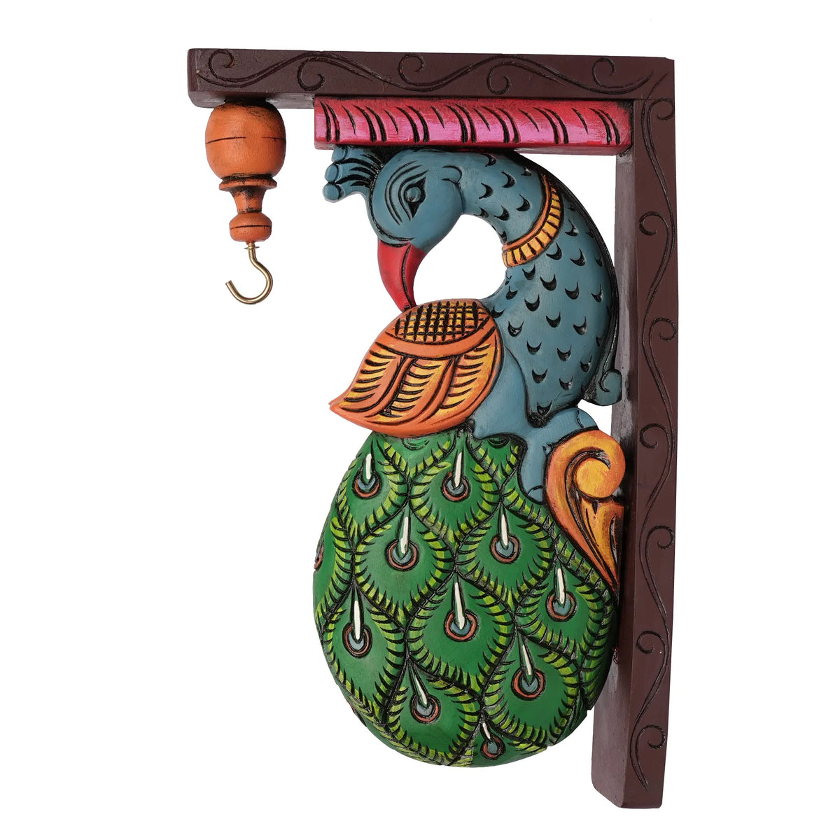 Handcrafted Peacock Wooden Bracket – 12