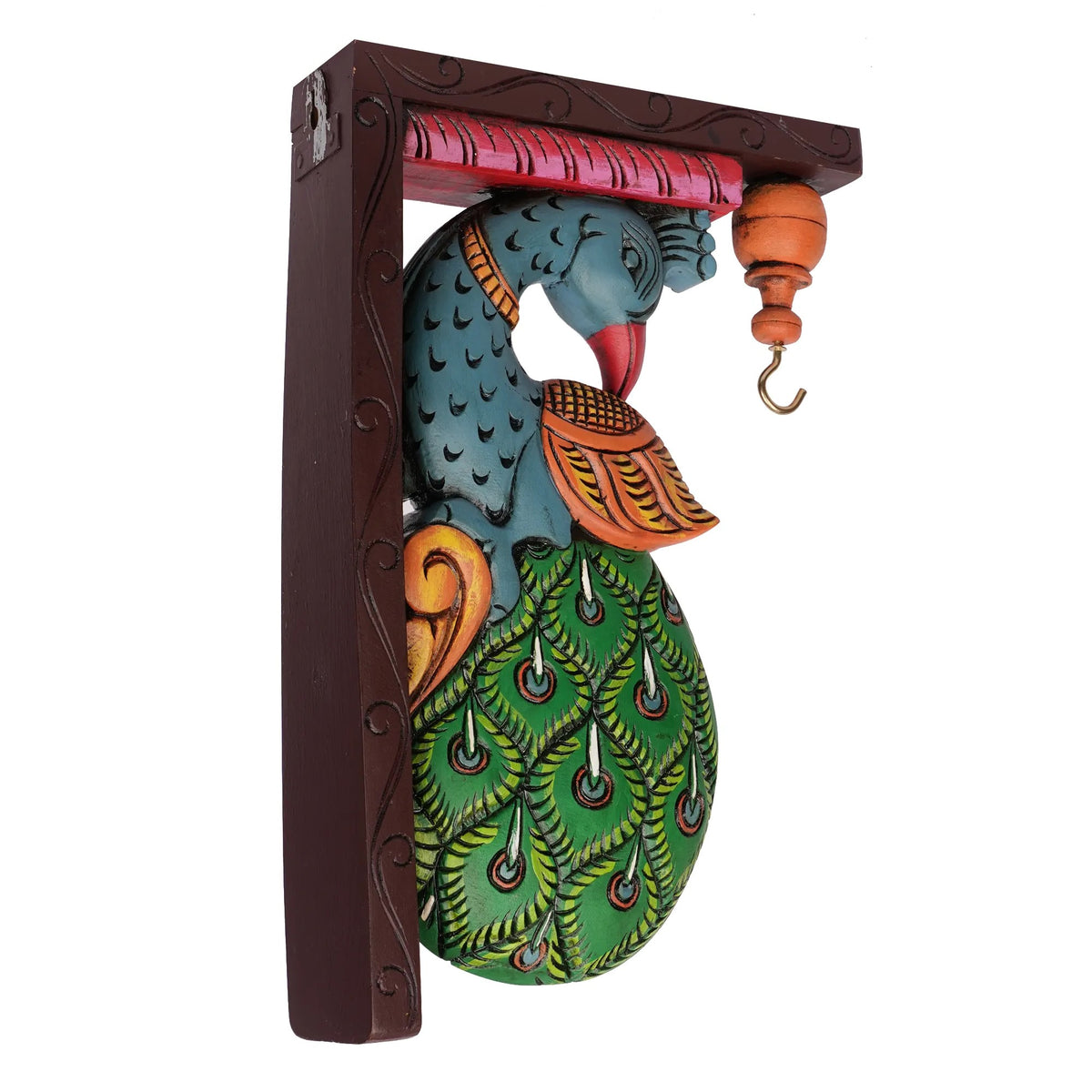 Handcrafted Peacock Wooden Bracket – 12